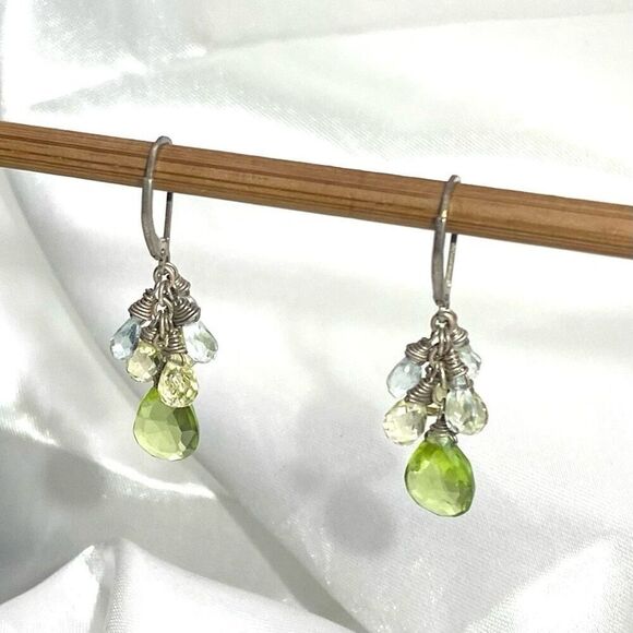 AJU Sterling 925 Silver & Crystal Dangle Earrings - Picture 3 of 5